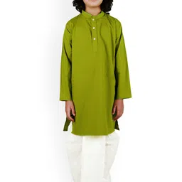 Sethukrishna Boys Green Pure Cotton Kurta with Dhoti Pant Set-picture-33