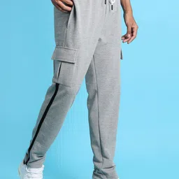 Campus Sutra Men Grey Solid Cotton Track Pant-image-92