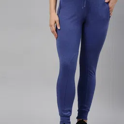 GOLDSTROMS Women Blue Solid Slim-Fit Cotton Yoga Joggers-image-38