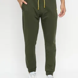 Underjeans by Spykar Men Olive Green Solid Joggers-image-11