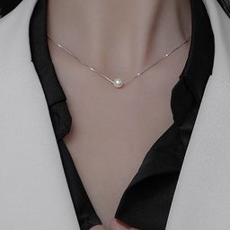 Yellow Chimes Silver-Toned & White 92.5 Silver Rhodium-Plated Pearl Pendant With Chain image 3