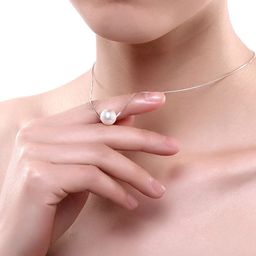 Yellow Chimes Silver-Toned & White 92.5 Silver Rhodium-Plated Pearl Pendant With Chain image 2