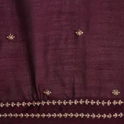 Sangria Maroon Ethnic Motifs Embroidered A-Line Sequinned Kurta With Trouser & Dupatta image 2