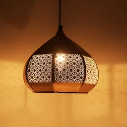 ExclusiveLane Gold-Toned Matte Hand-Etched Iron Hanging Pendant Ceiling Lamp-51