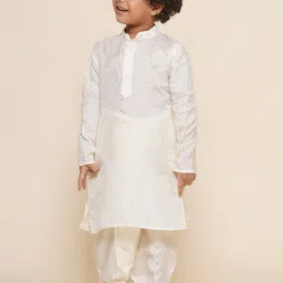 Sethukrishna Boys Geometric Woven Design Mandarin Collar Kurta With Dhoti Pants-49