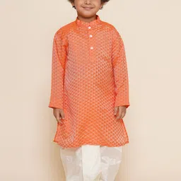 Sethukrishna Boys Geometric Woven Design Mandarin Collar Kurta With Dhoti Pants-17