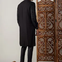 SHRESTHA BY VASTRAMAY Men Embroidered Regular Sequin Detail Regular Kurta With Pyjamas image 5