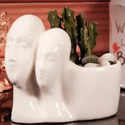 LASAKI White Textured Ceramic Planter-2