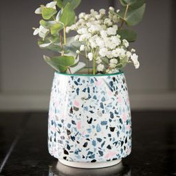 KitchenCraft White & Blue Printed Ceramic Terrazzo Planter-21
