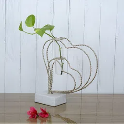 Maison Modern White & Silver toned Metal Heart-Shaped Test Tube Bud Vase-37