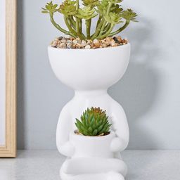Home Centre Gloria White Artificial Plant In Ceramic Human Planter-49