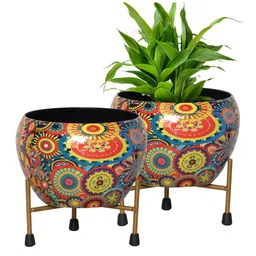 ecofynd Lio Set of 2 Printed Planters with Stand image 5