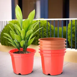 Kuber Industries Pack Of 6 Red & Orange Planters image 1