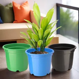 Kuber Industries 3-Pcs Green & Blue Round Planters-13