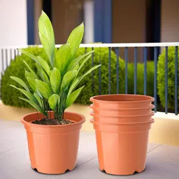 Kuber Industries 5Pc Orange Colored Lightweight Planters-37