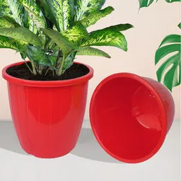 Kuber Industries Blue & Red 6 Pieces Balcony Textured Planters-52