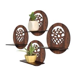 RANDOM  Set Of 4 Coffee Brown Solid Apple Shaped Wall Hanging Planters Stand image 3