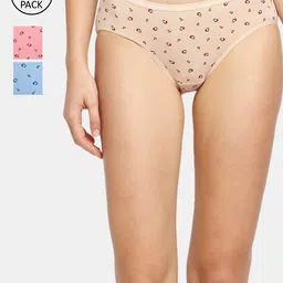RedRose Plus Size Women Pack Of 4 Assorted Cotton Hipster Briefs-image-14