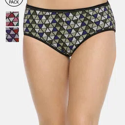 RedRose Women Pack Of 3 Printed Hipster Briefs-image-93
