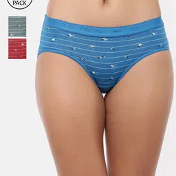 Redrose Women Pack of 3 Printed Cotton Hipster Briefs-image-83