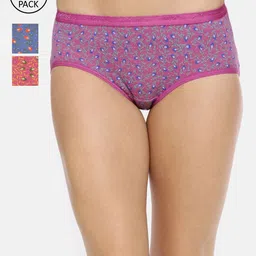 RedRose Women Pack Of 3 Floral Printed Cotton Hipster Briefs-image-79