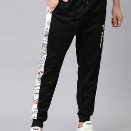 FILA Men Black Solid Drawstring Sporty Joggers-picture-23