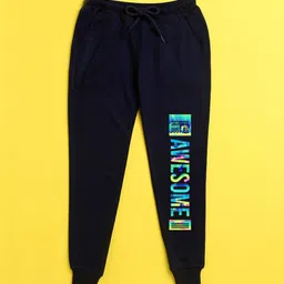 NUSYL Kids Navy Blue Printed Joggers-image-57
