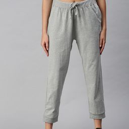 De Moza Solid Grey Melange Solid Relaxed Fit Joggers-picture-13