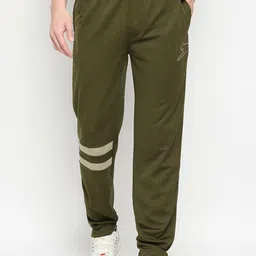 Black Panther Men Olive Green Solid Track Pants-image-86
