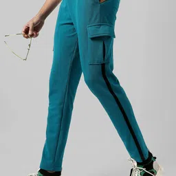 Campus Sutra Men Regular Fit Side Panel Detail Cotton Track Pants-image-11