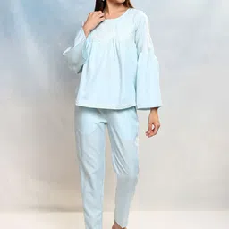 Vishudh Blue Embroidered Top & Trousers-picture-10