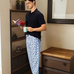 Pepe Jeans Men Blue Printed Cotton Lounge Pants-image-40