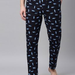 Joven Men Navy Blue & Blue Printed Cotton Lounge Pants-image-36