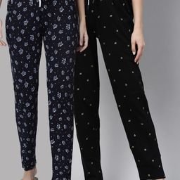 Kryptic Women Pack of 2 Printed Pure Cotton Lounge Pants-image-72