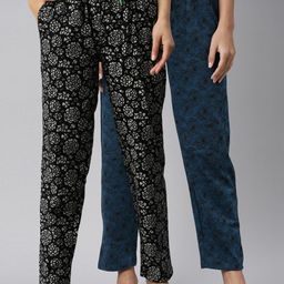 Kryptic Women Pack Of 2 Printed Cotton Lounge Pants-39