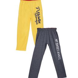 Fashionable Boys Pack of 2 Grey & Yellow Printed Cotton Track Pants-picture-15