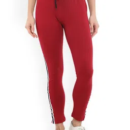 Fleximaa Women Maroon Solid Cotton Track Pants-picture-6