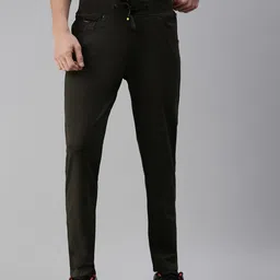 SHOWOFF Men Olive Green Solid Cotton Track Pants-picture-32
