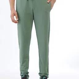 JADE BLUE Cotton Slim-Fit Mid-Rise Track Pants-image-1