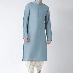 KISAH Men Blue & Off white  Solid Kurta with Dhoti Pants-picture-17