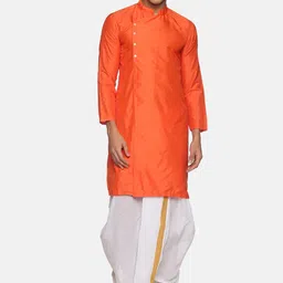 Sethukrishna Men Orange Kurta with Dhoti Pants-image-25