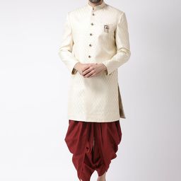 KISAH Men White & Maroon Colored Sherwani With Dhoti Pants-picture-47
