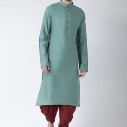 KISAH Men Green Kurta with Dhoti Pants-image-28