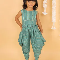 LIL DRAMA Girls Striped Top with Dhoti Pants-image-7