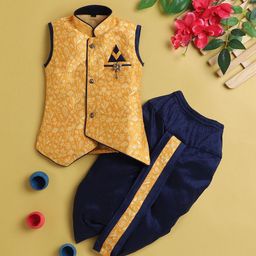 BAESD Boys Floral Woven Design Regular Mandarin Collar Kurta with Dhoti Pant-57