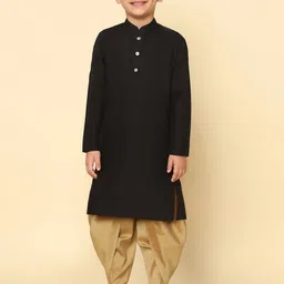 KISAH Boys Mandarin Collar Black Regular Kurta With Dhoti Pants-image-81