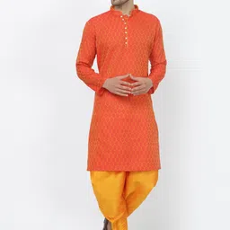 Sydney Heights Ethnic Motifs Woven Design Mandarin Collar Straight Kurta With Dhoti Pant-picture-54