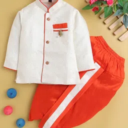 BAESD Boys Floral Woven Design Mandarin Collar Kurta with Dhoti Pants-picture-36