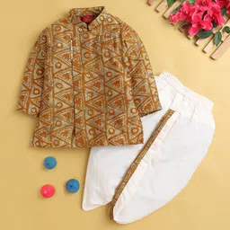 Jeetethnics Boys Geometric Printed Mandarin Collar Regular Straight Kurta With Dhoti Pants-8