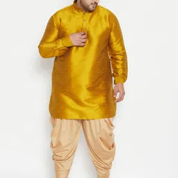 VASTRAMAY Men Mustard Yellow Kurta with Dhoti Pants-image-84